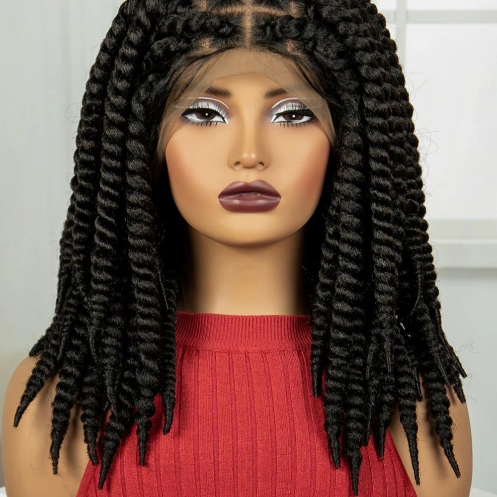 Black Twisted Hair Wig 16 inches